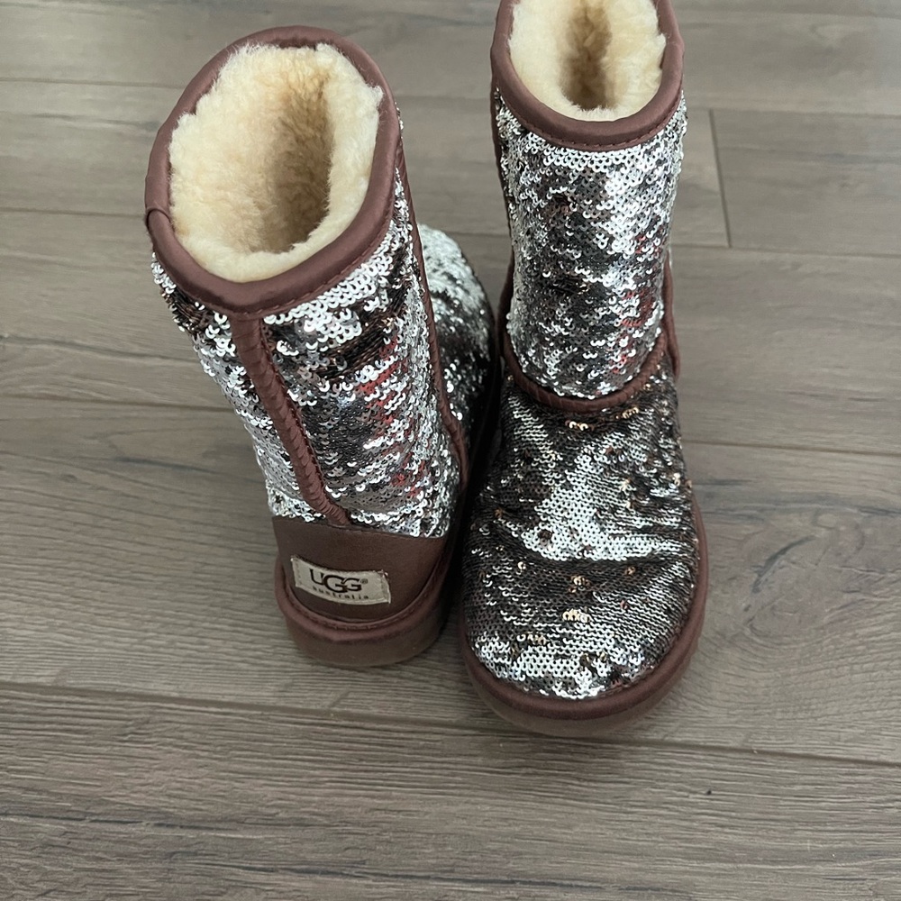 UGG Silver and Brown Sequin Boots